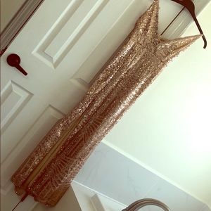 Rose gold sequin maxi dress xs petite